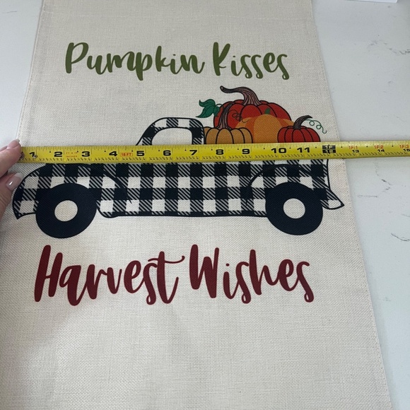 NEW Harvest Wishes Fall Garden Flag,Pumpkin Kisses Garden flag, Happy fall … - Picture 2 of 5